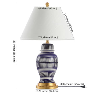 Reed 27" Ceramic/Iron Modern Coastal LED Table Lamp - JONATHAN Y